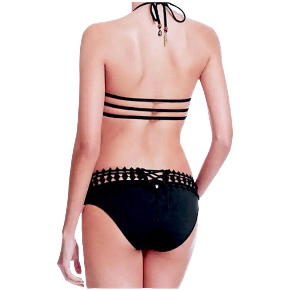 $94 Ale Alessandra Lace Inserts Bikini Top Small Strappy Back Embellished Ties - Picture 9 of 16